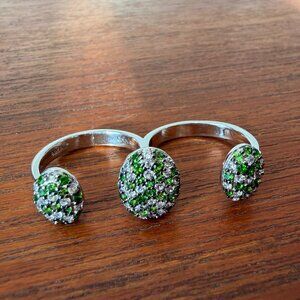RARITIES Carol Brodie Chrome Diopside two-Finger Sterling Ring